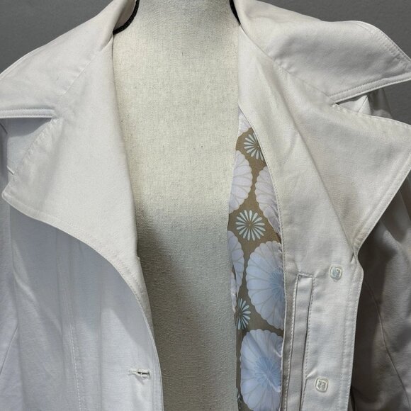 Towne Collection By London Fog Women's L Trench Coat Ivory Floral Lining Jacket - Picture 8 of 12